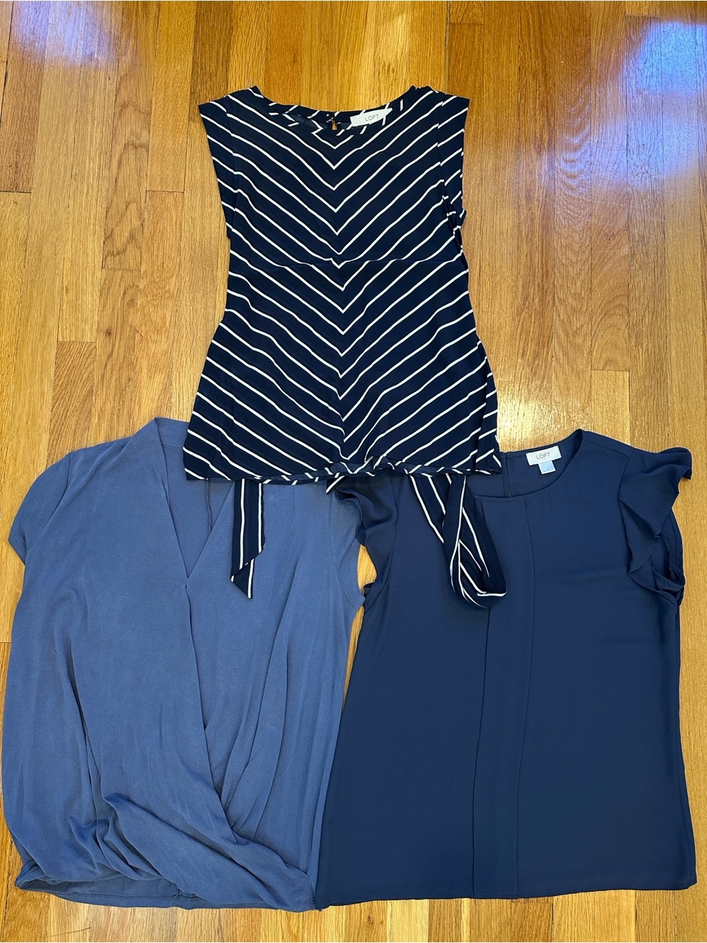 3 Loft Blue Sleeveless shirts, size small